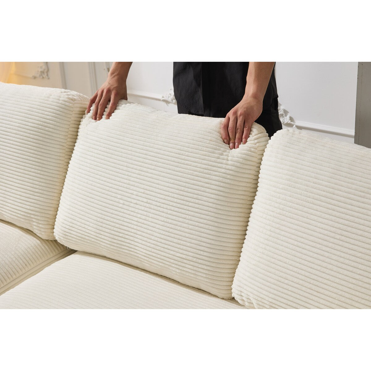 Minimalist Modular L-Shape Sectional Sofa Upholstered Sleeper Sofa with Chaise, Installation-Free Sofa