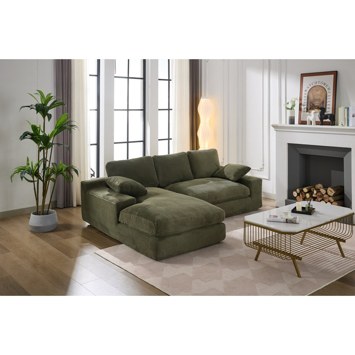 Minimalist Modular L-Shape Sectional Sofa Upholstered Sleeper Sofa with Chaise, Installation-Free Sofa