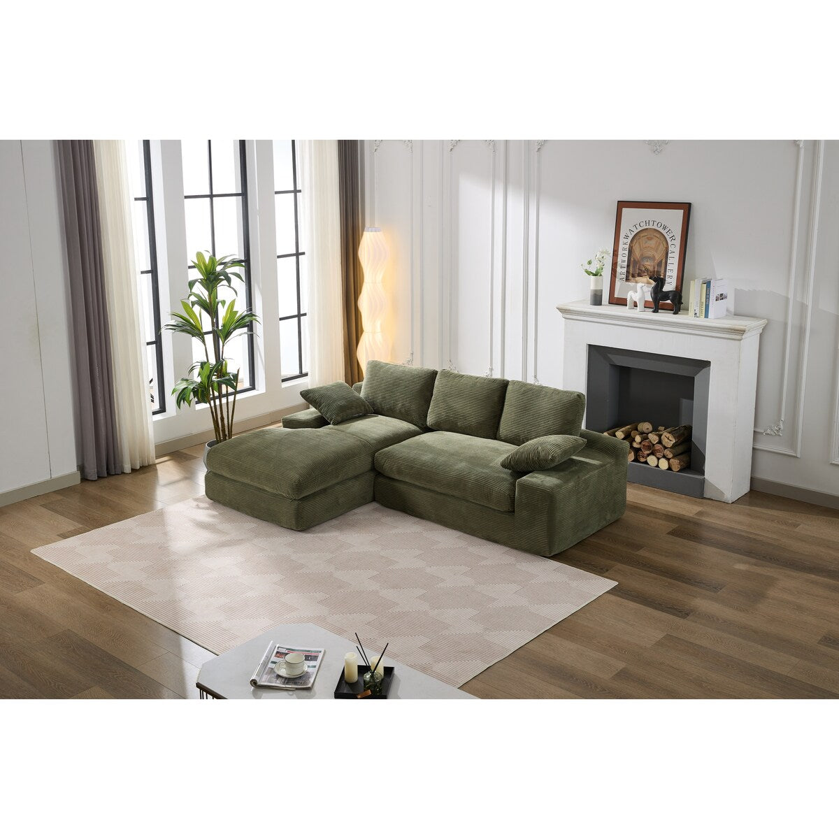 Minimalist Modular L-Shape Sectional Sofa Upholstered Sleeper Sofa with Chaise, Installation-Free Sofa