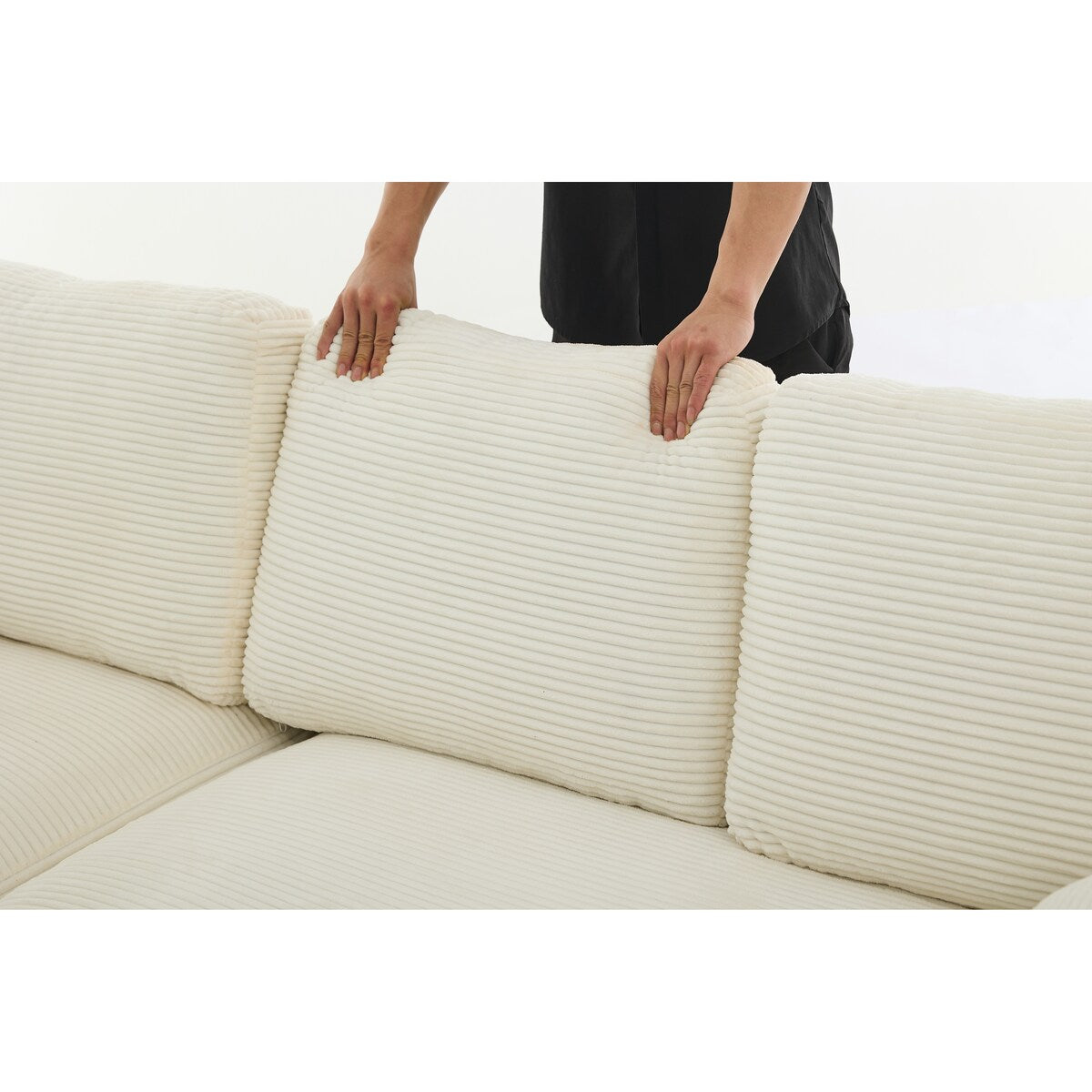 Minimalist Modular L-Shape Sectional Sofa Upholstered Sleeper Sofa with Chaise, Installation-Free Sofa