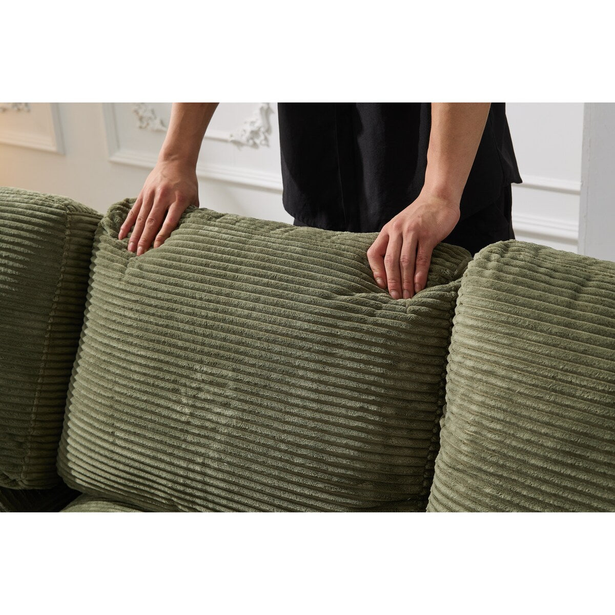 Minimalist Modular L-Shape Sectional Sofa Upholstered Sleeper Sofa with Chaise, Installation-Free Sofa
