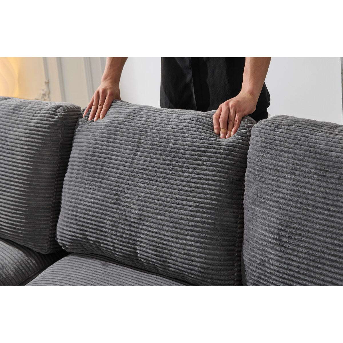 Minimalist Modular L-Shape Sectional Sofa Upholstered Sleeper Sofa with Chaise, Installation-Free Sofa