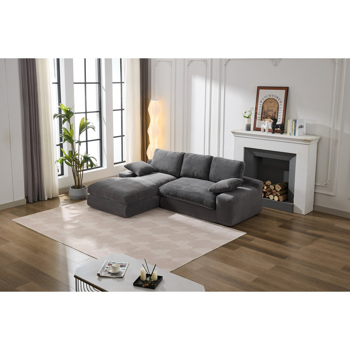 Minimalist Modular L-Shape Sectional Sofa Upholstered Sleeper Sofa with Chaise, Installation-Free Sofa