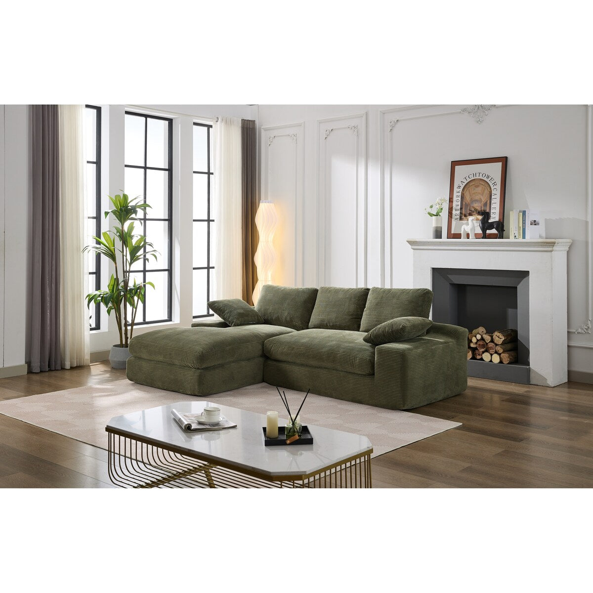 Minimalist Modular L-Shape Sectional Sofa Upholstered Sleeper Sofa with Chaise, Installation-Free Sofa