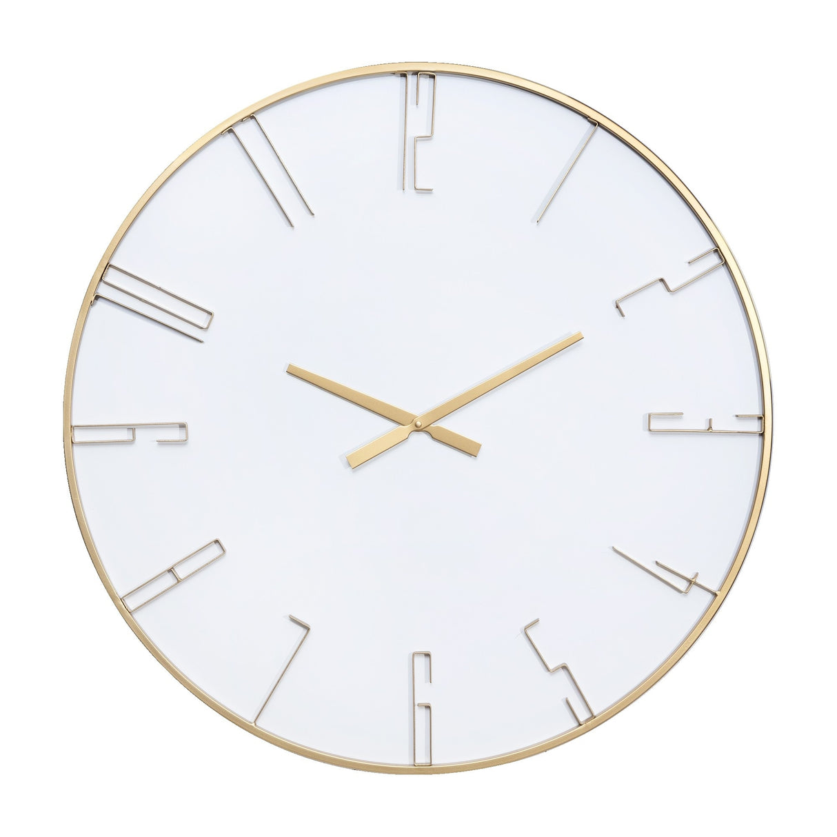 HomeRoots 32" Circle White and Gold Metal Analog Wall Clock