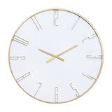 HomeRoots 32" Circle White and Gold Metal Analog Wall Clock