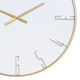 HomeRoots 32" Circle White and Gold Metal Analog Wall Clock