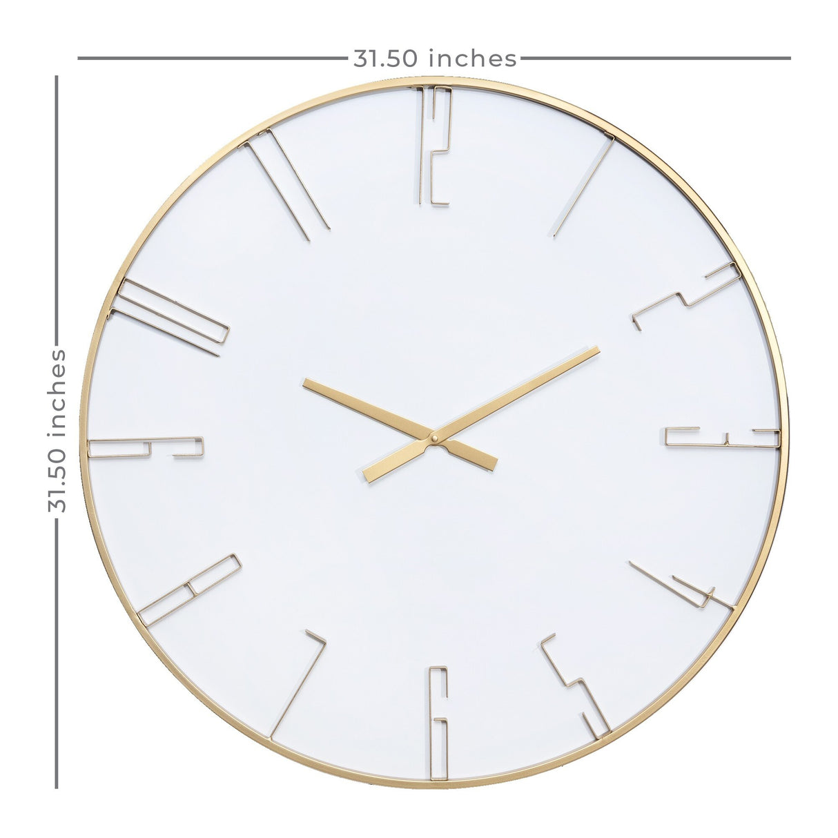 HomeRoots 32" Circle White and Gold Metal Analog Wall Clock