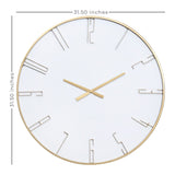 HomeRoots 32" Circle White and Gold Metal Analog Wall Clock