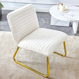 Minimalist armless chair with plush cushion and backrest with golden metal legs