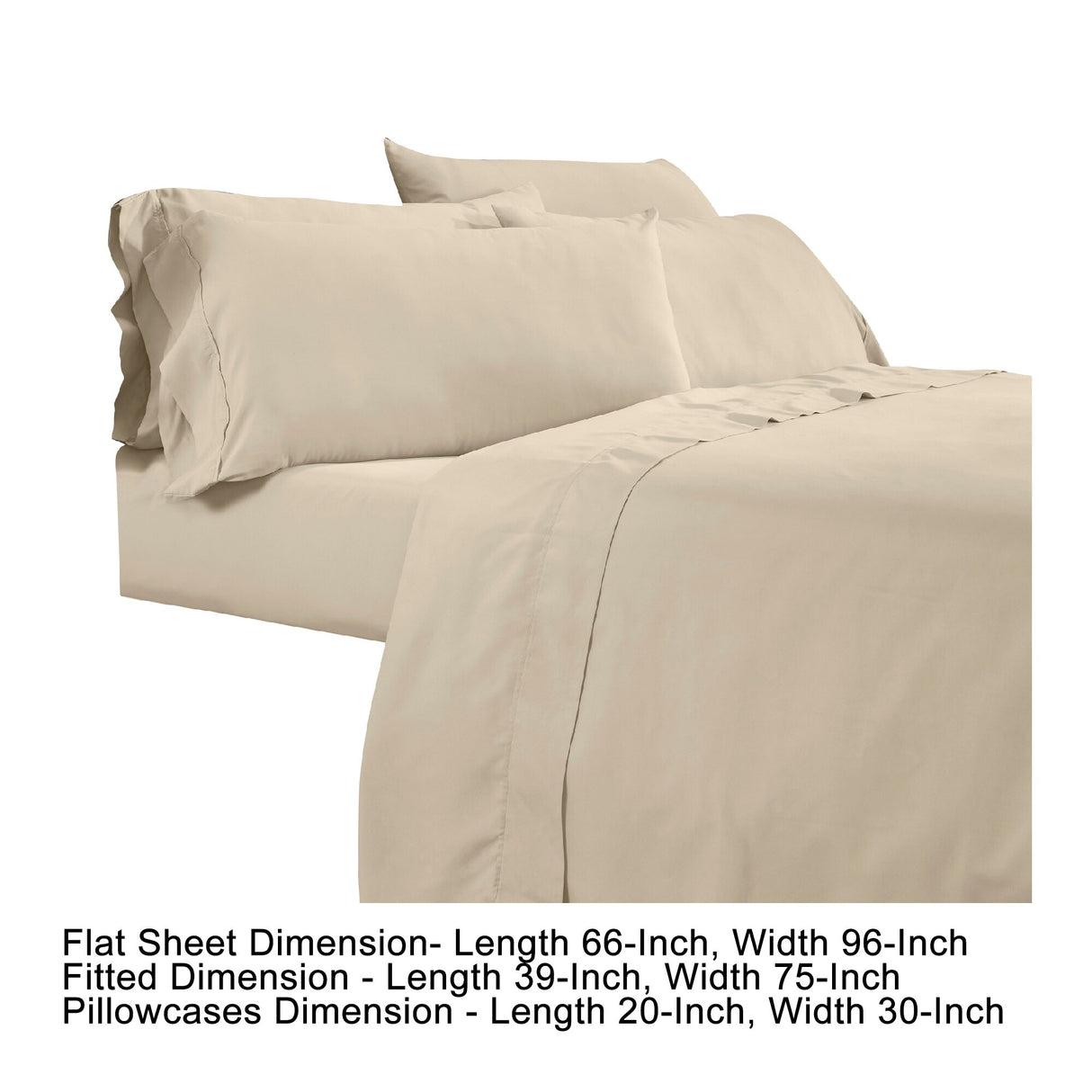 Minka 4 Piece Twin Bed Sheet Set, Soft Antimicrobial Microfiber, Beige