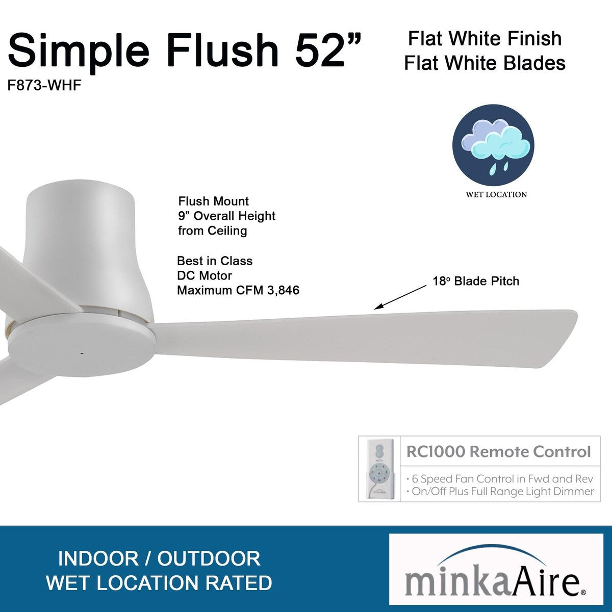 Minka Aire Simple Flush 52-Inch Ceiling Fan