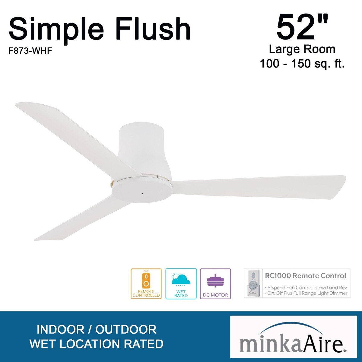 Minka Aire Simple Flush 52-Inch Ceiling Fan