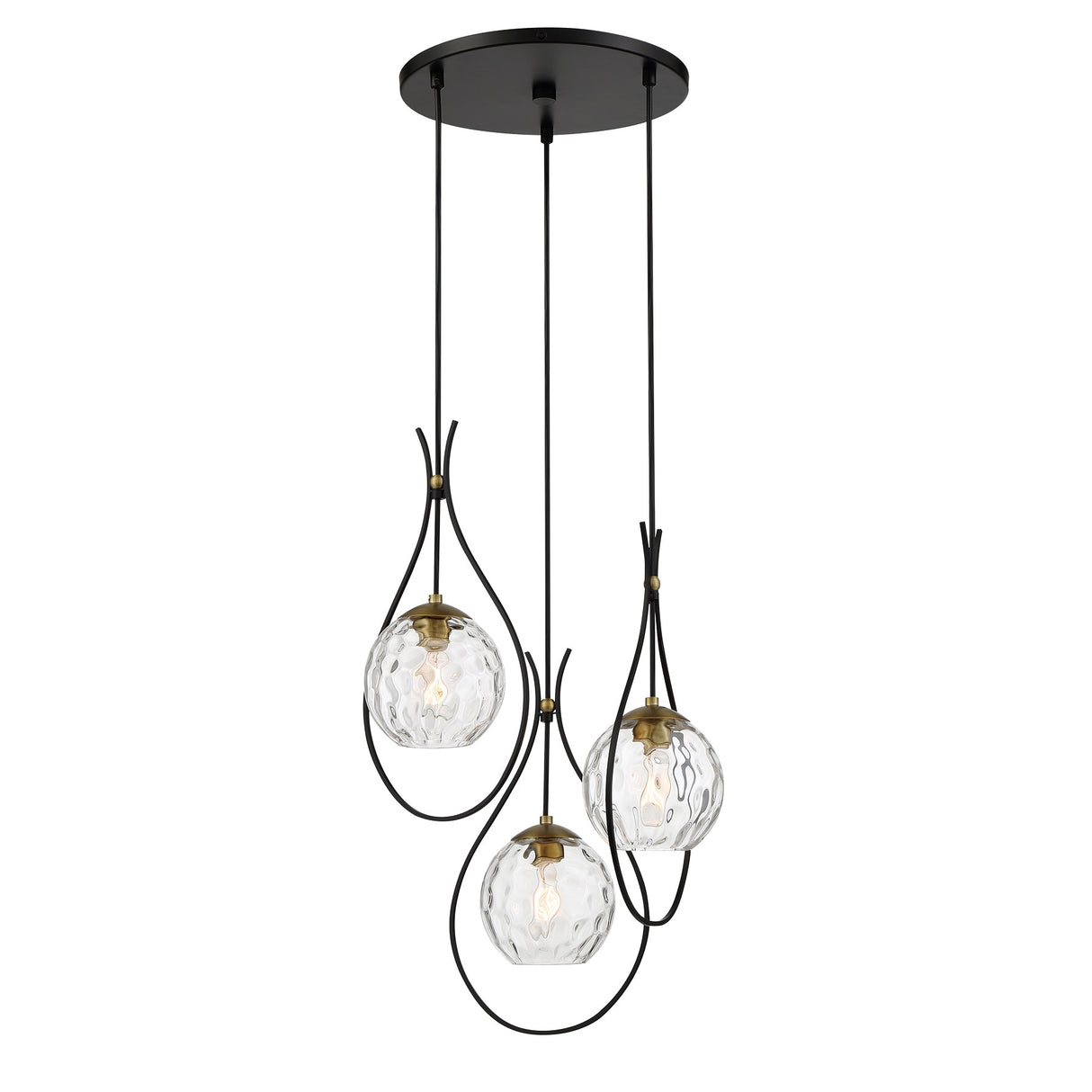 Lavery Cody Coal And Soft Brass & Water 3 Light Pan Pendant