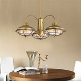 Minny Brushed Bronze 3-Light Chandelier with Rippled Glass and Metal shade