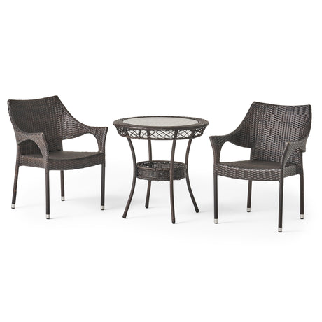 Mirage Outdoor 3-piece Wicker Bistro Set by Christopher Knight Home - N/A