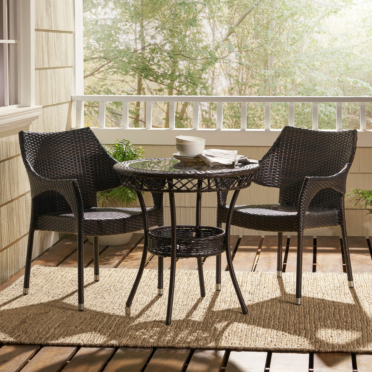 Mirage Outdoor 3-piece Wicker Bistro Set by Christopher Knight Home - N/A