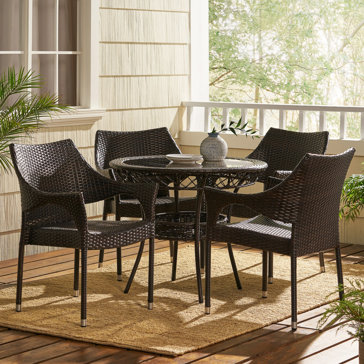 Mirage Outdoor 5-piece Wicker Dining Set by Christopher Knight Home