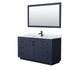 Miranda Bathroom Vanity Set, White Carrara Marble Top, 58-Inch Mirror