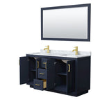 Miranda Bathroom Vanity Set, White Carrara Marble Top, 58-Inch Mirror