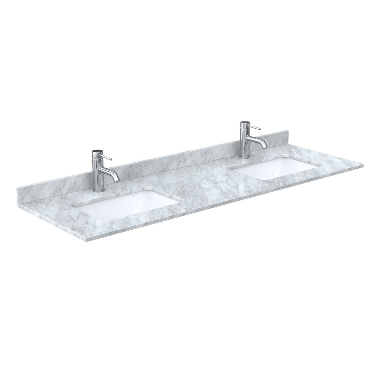 Miranda Bathroom Vanity Set, White Carrara Marble Top, 58-Inch Mirror