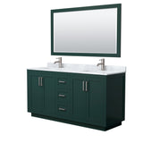 Miranda Bathroom Vanity Set, White Carrara Marble Top, 58-Inch Mirror
