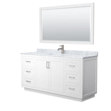 Miranda Bathroom Vanity Set, White Carrara Marble Top, 58-Inch Mirror
