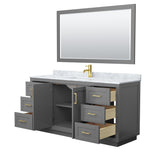 Miranda Bathroom Vanity Set, White Carrara Marble Top, 58-Inch Mirror