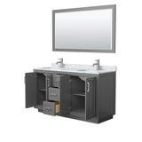 Miranda Bathroom Vanity Set, White Carrara Marble Top, 58-Inch Mirror