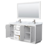 Miranda Bathroom Vanity Set, White Carrara Marble Top, 58-Inch Mirror