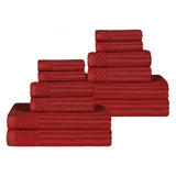Superior Cotton 12-Piece Solid and Checkered Border Towel Set