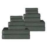 Superior Cotton 12-Piece Solid and Checkered Border Towel Set