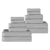 Superior Cotton 12-Piece Solid and Checkered Border Towel Set