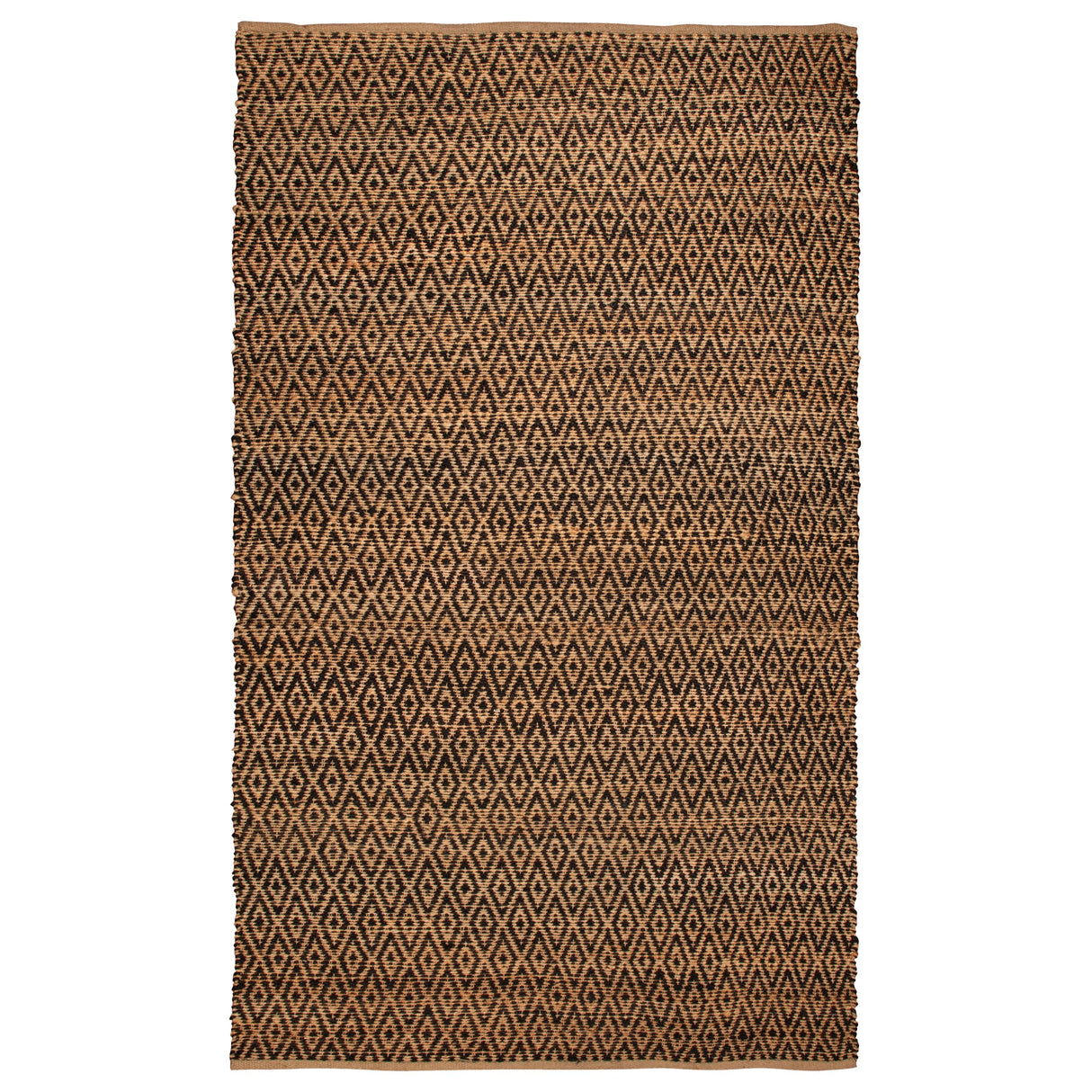 Superior Natural Jute Flatweave Diamond Reversible Black Area Rug