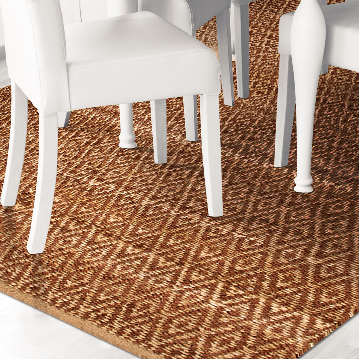 Superior Natural Jute Flatweave Diamond Reversible Black Area Rug