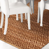 Superior Natural Jute Flatweave Diamond Reversible Black Area Rug
