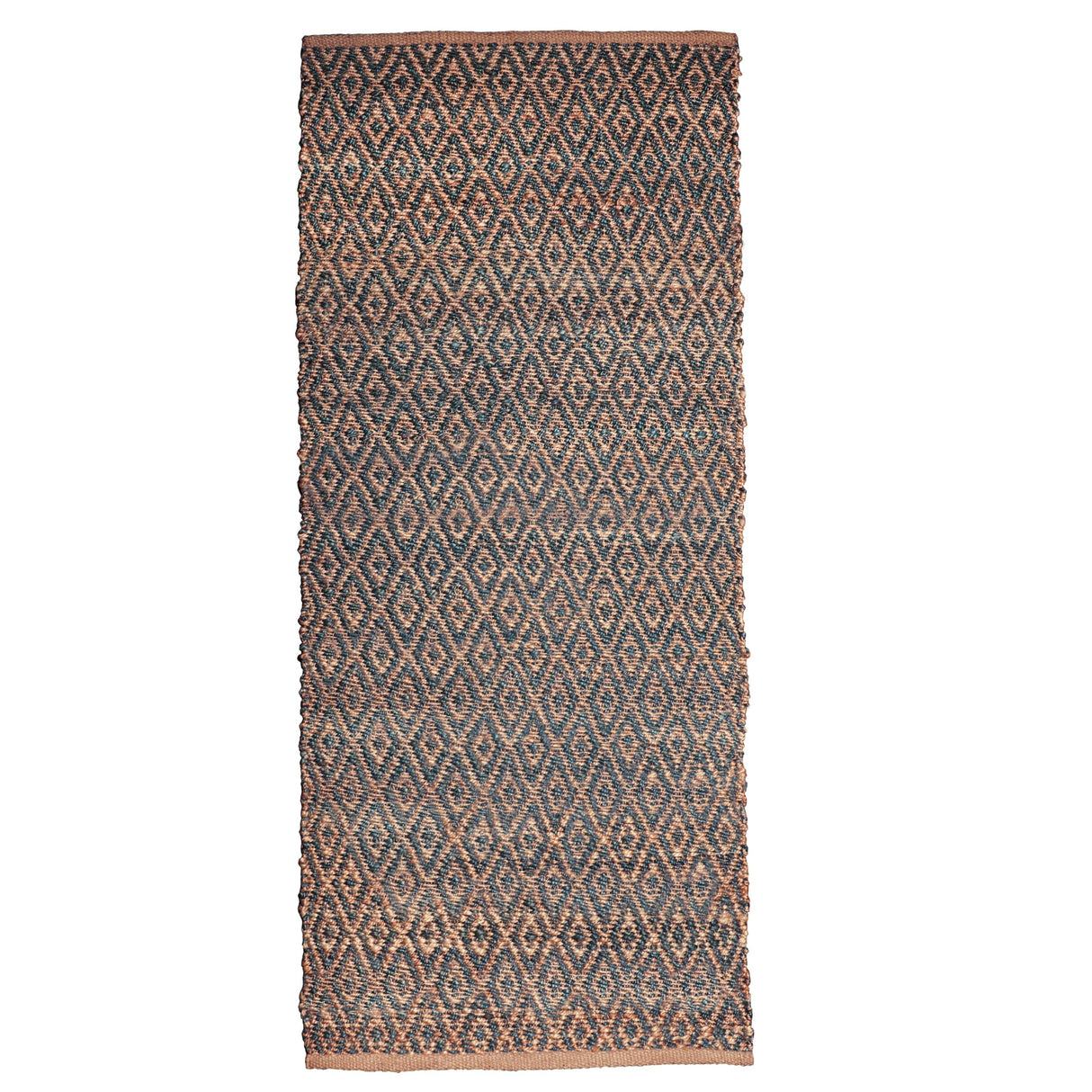 Superior Natural Jute Flatweave Diamond Reversible Black Area Rug