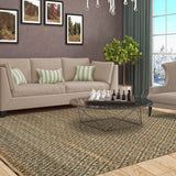 Superior Natural Jute Flatweave Diamond Reversible Black Area Rug