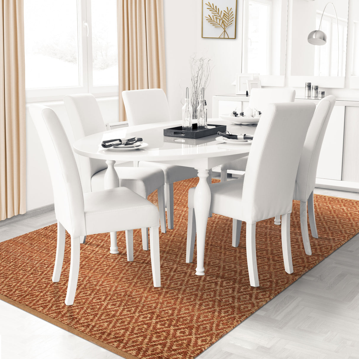 Superior Natural Jute Flatweave Diamond Reversible Black Area Rug
