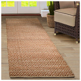 Superior Natural Jute Flatweave Diamond Reversible Black Area Rug