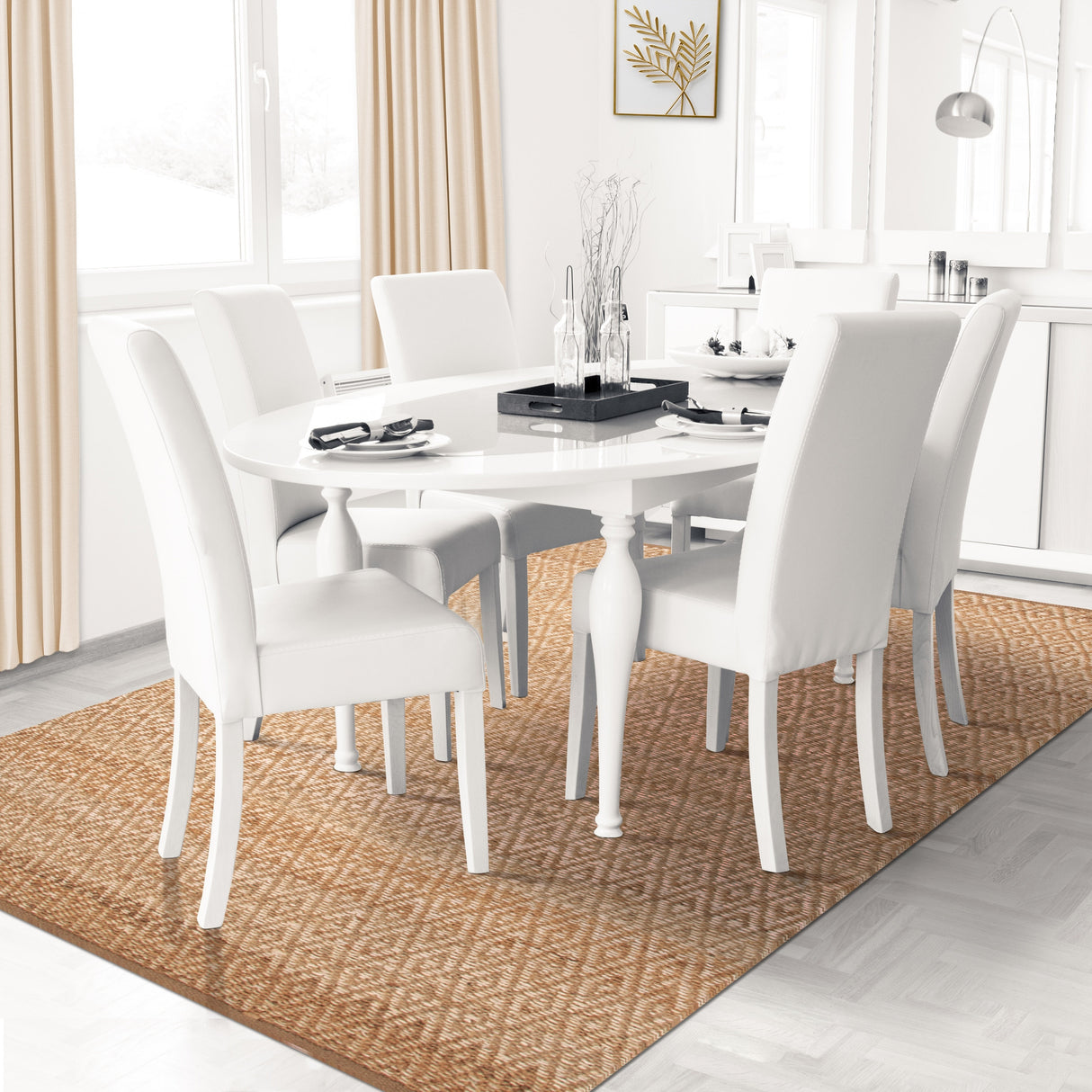 Superior Natural Jute Flatweave Diamond Reversible Black Area Rug