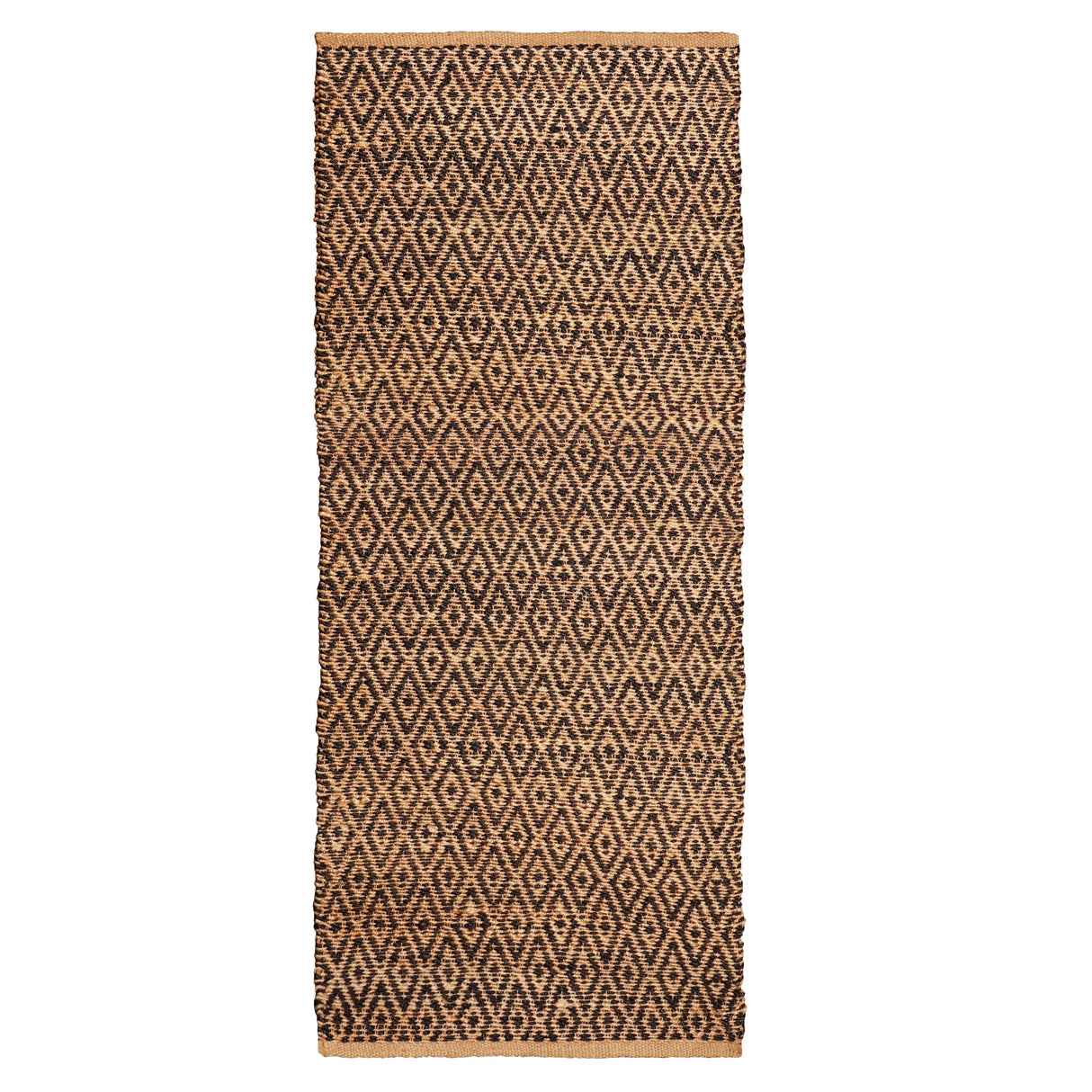 Superior Natural Jute Flatweave Diamond Reversible Black Area Rug
