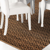 Superior Natural Jute Flatweave Diamond Reversible Black Area Rug