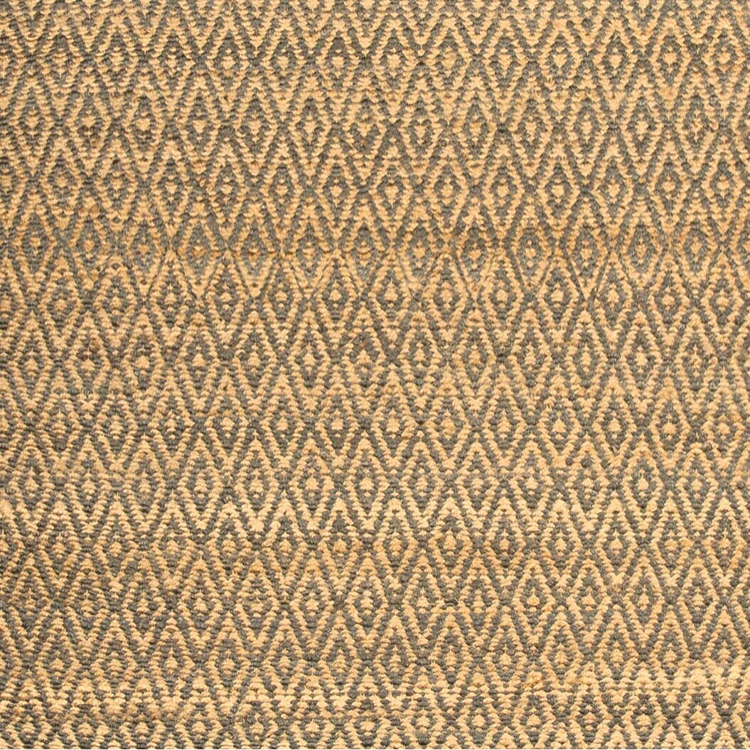 Superior Natural Jute Flatweave Diamond Reversible Black Area Rug