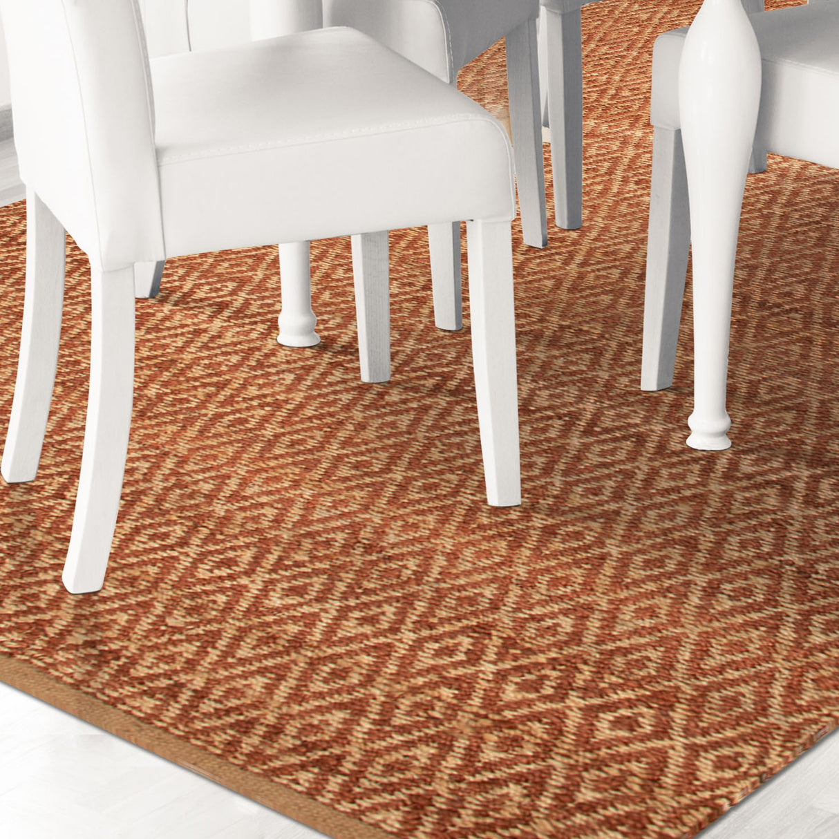 Superior Natural Jute Flatweave Diamond Reversible Black Area Rug
