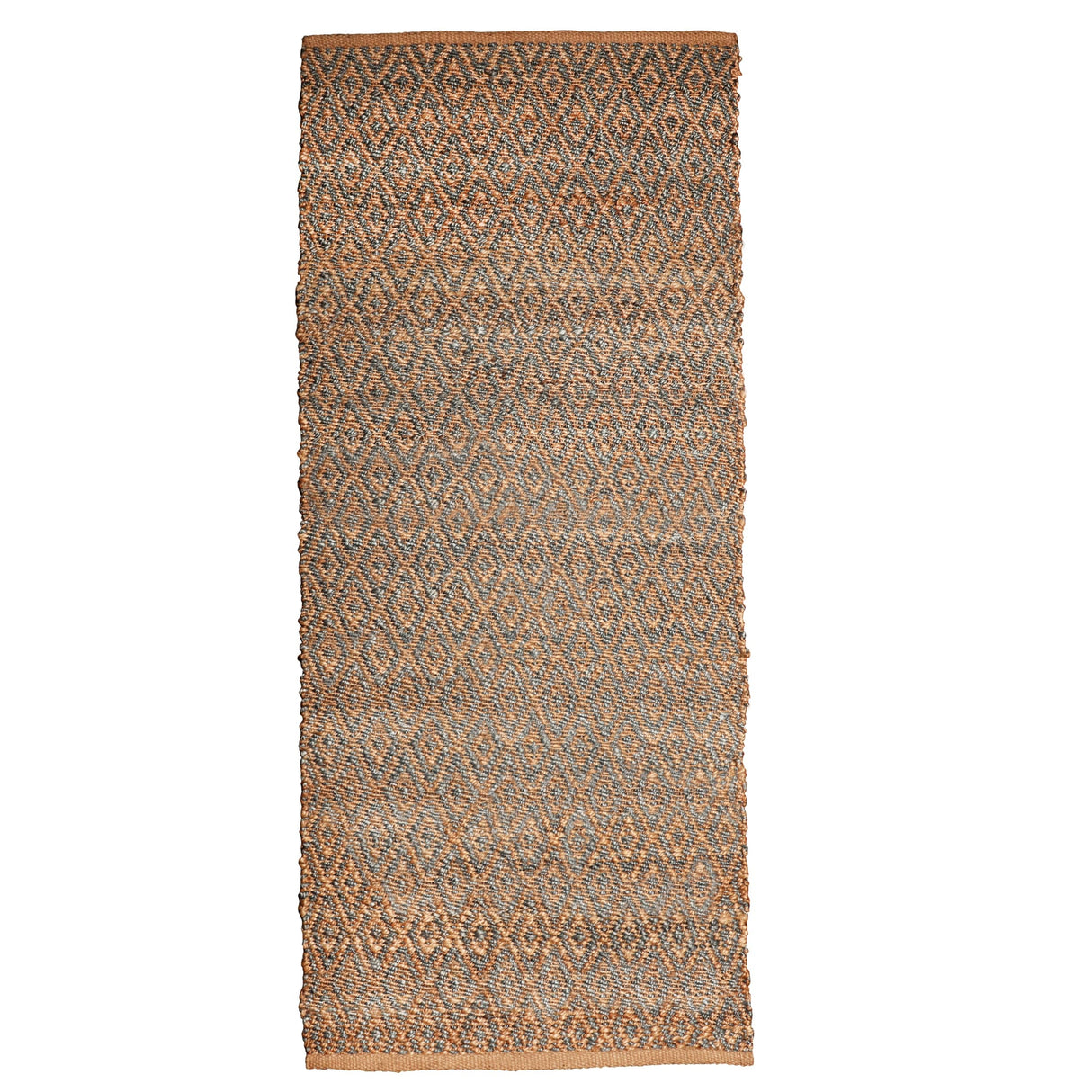 Superior Natural Jute Flatweave Diamond Reversible Black Area Rug