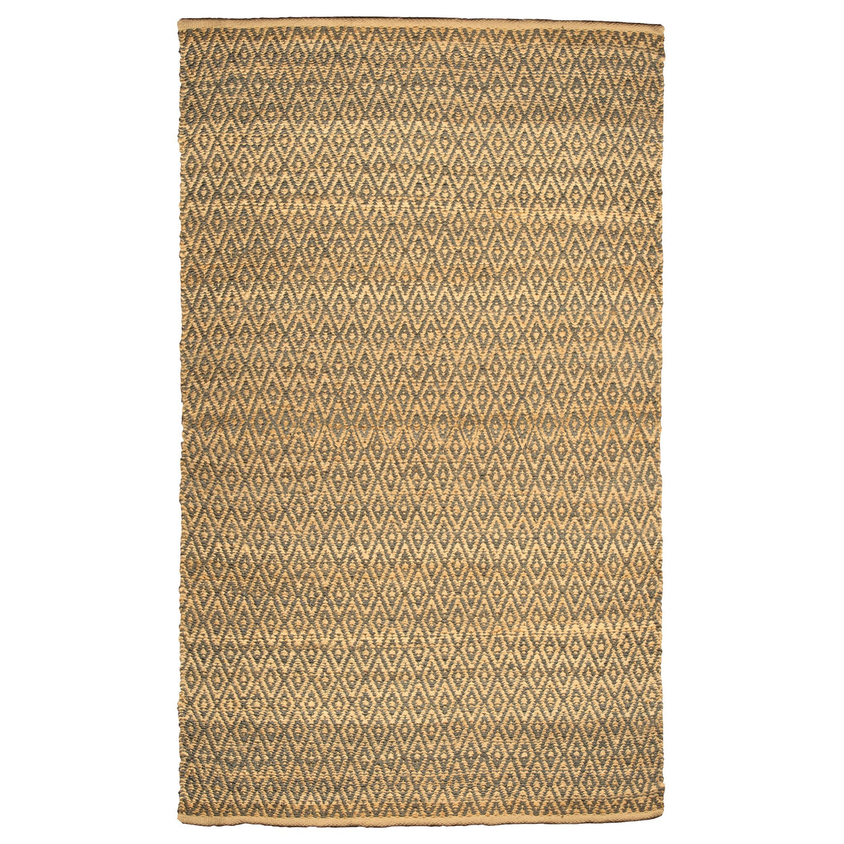 Superior Natural Jute Flatweave Diamond Reversible Black Area Rug