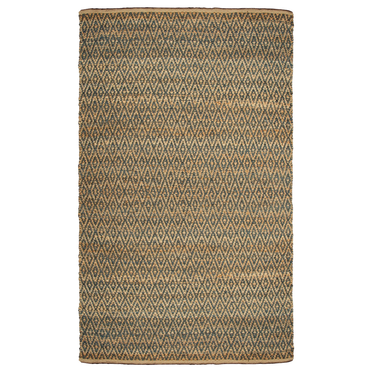 Superior Natural Jute Flatweave Diamond Reversible Black Area Rug