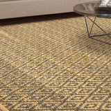 Superior Natural Jute Flatweave Diamond Reversible Black Area Rug
