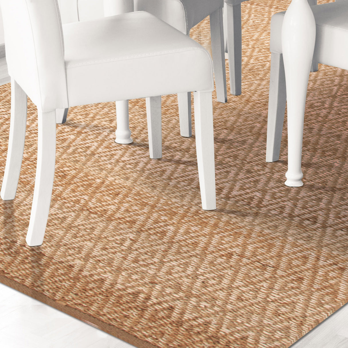 Superior Natural Jute Flatweave Diamond Reversible Black Area Rug
